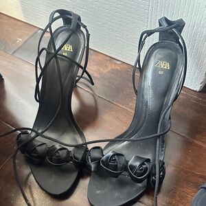 Zara size 40 lace up heels 6 inch